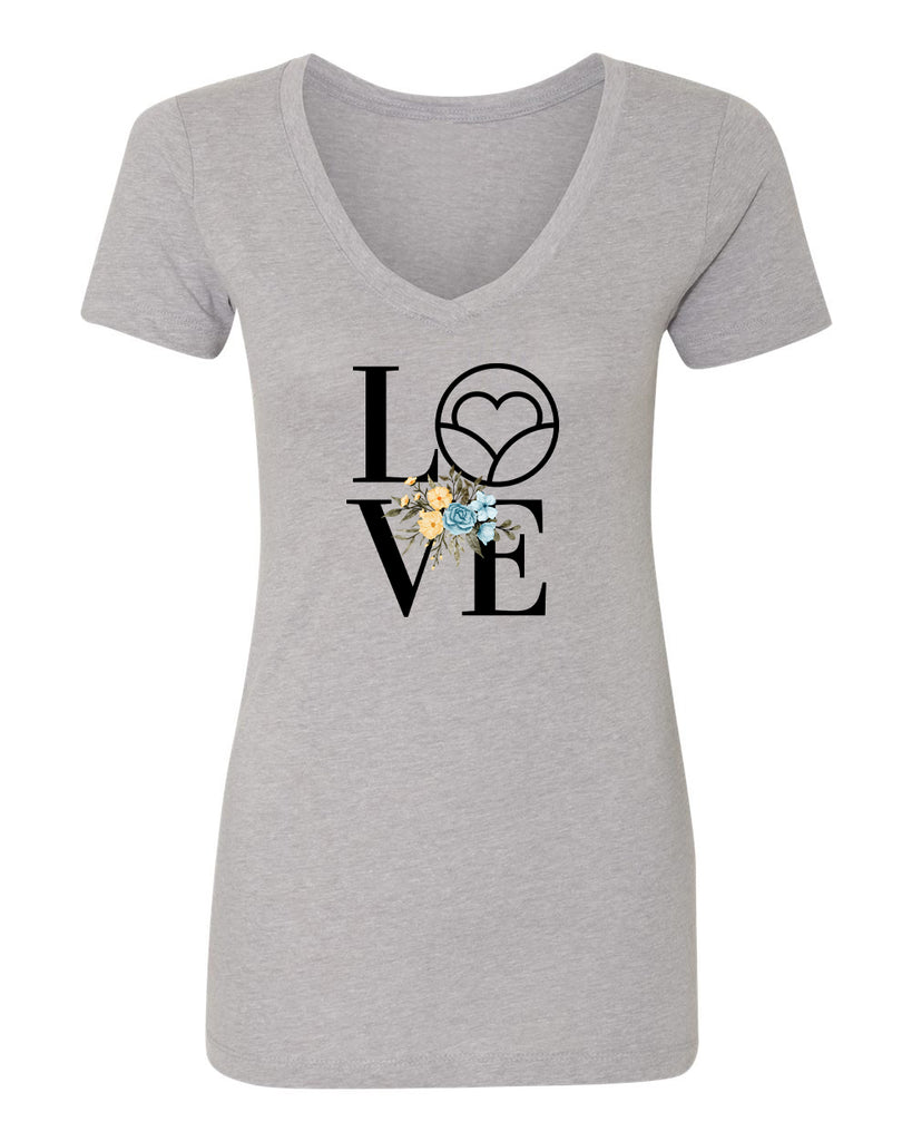 HnS Floral Love Women's V Neck T Shirt