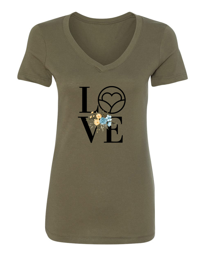 HnS Floral Love Women's V Neck T Shirt