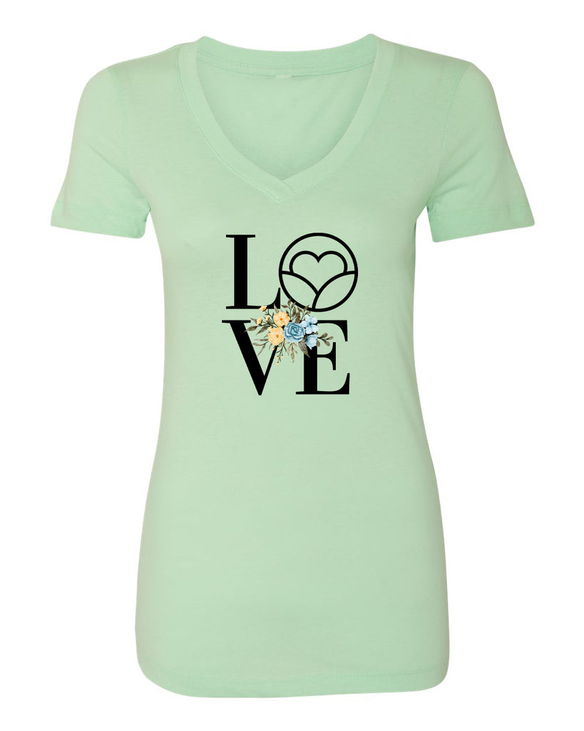 HnS Floral Love Women's V Neck T Shirt